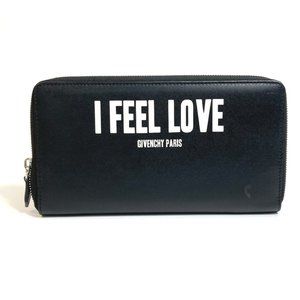 GIVENCHY I FEEL LOVE Organizer Round Zip Long Wallet in Black Leather